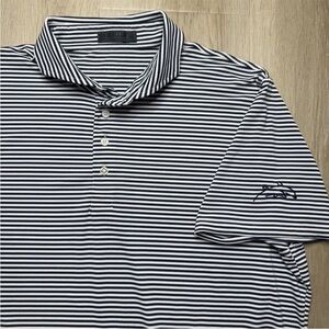 G/Fore Polo Shirt Mens Navy/White Striped Golf Performance Short Sleeve Shirt XL